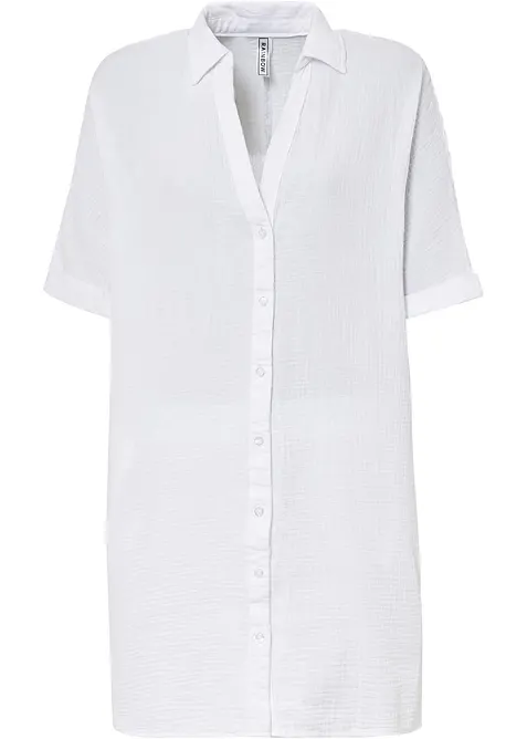 Camicia lunga oversize in mussola di cotone, bonprix