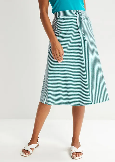 Gonna in jersey a righe, lunghezza sotto il ginocchio, bonprix