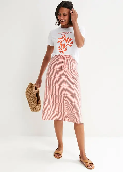 Gonna in jersey a righe, lunghezza sotto il ginocchio, bonprix