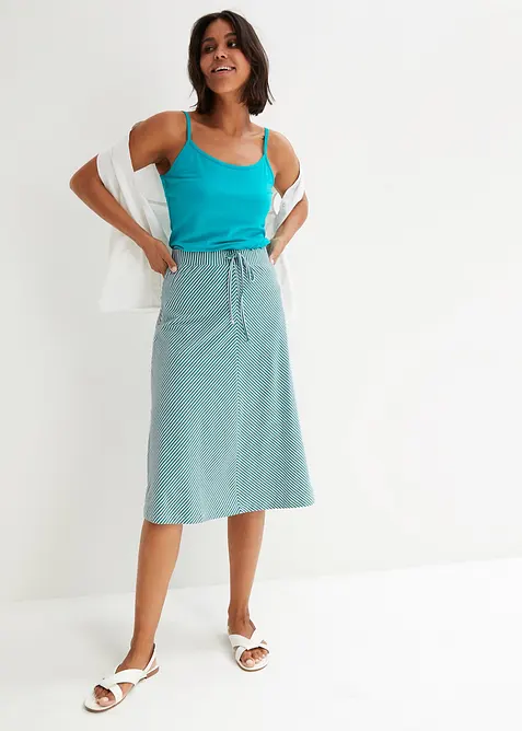 Gonna in jersey a righe, lunghezza sotto il ginocchio, bonprix