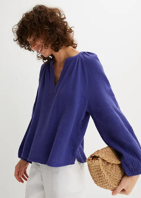 Blusa oversize in mussola di cotone, bonprix