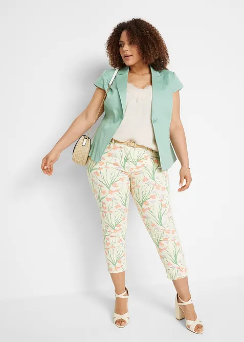 Blazer a maniche corte in satin di cotone, bonprix