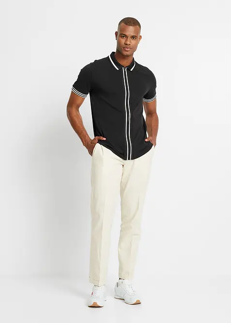 Polo in piquet di puro cotone con cerniera, bonprix