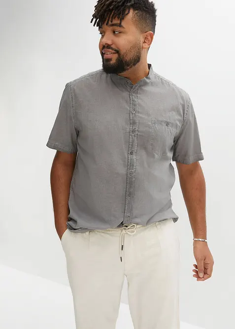Camicia a maniche corte in look lavato, bonprix