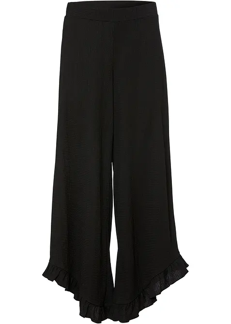 Pantaloni in crêpe strutturato con elastico in vita, bonprix