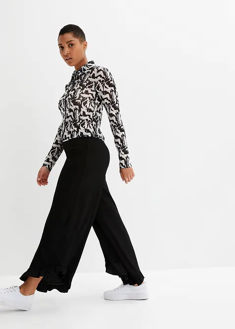 Pantaloni in crêpe strutturato con elastico in vita, bonprix