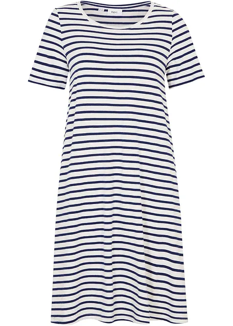 Abito di jersey al ginocchio in filato fiammato di cotone con tasche, bonprix