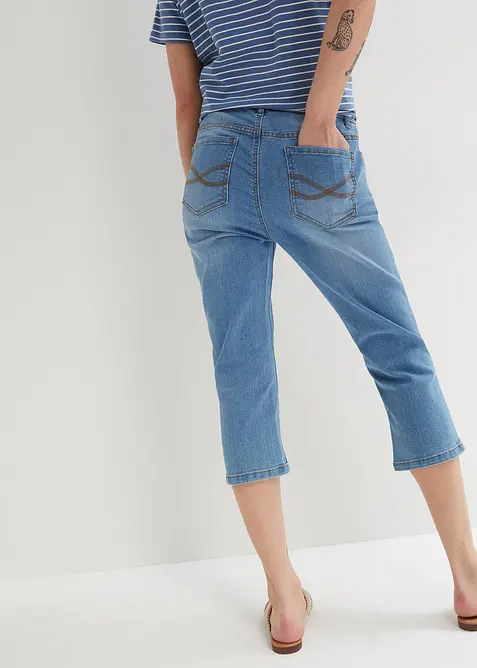 Jeans capri slim, vita media, bonprix
