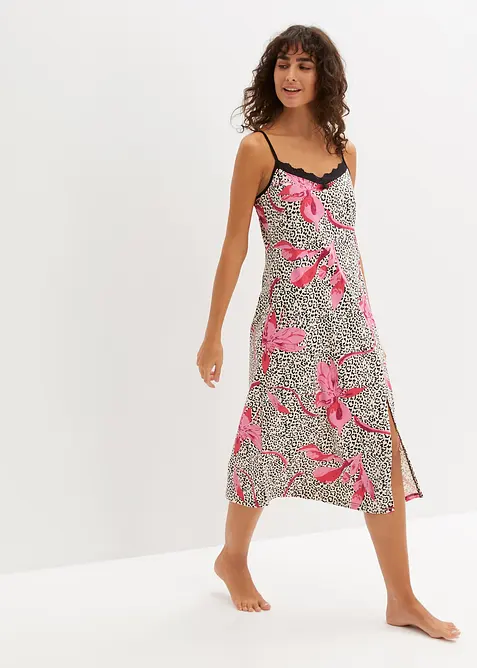 Camicia da notte lunga con pizzo discreto, bonprix
