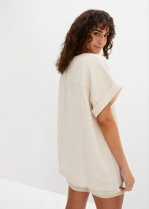 Blusa a maniche corte in mussola, bonprix