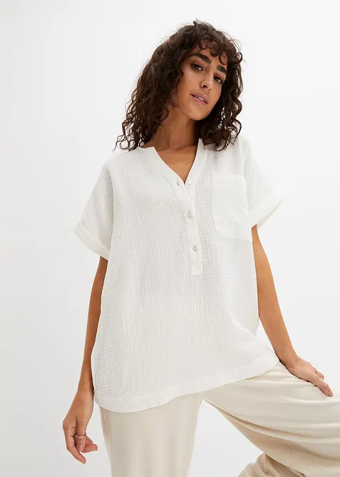 Blusa a maniche corte in mussola, bonprix
