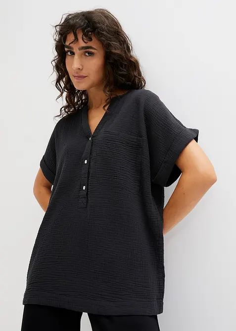 Blusa a maniche corte in mussola, bonprix