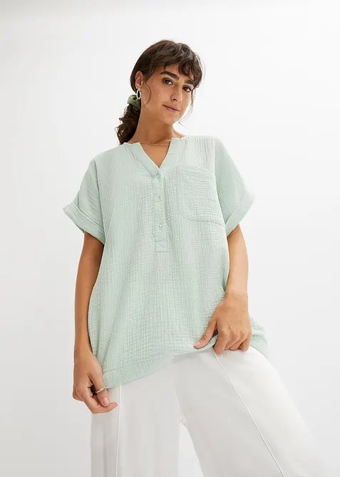 Blusa a maniche corte in mussola, bonprix