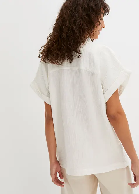 Blusa a maniche corte in mussola, bonprix