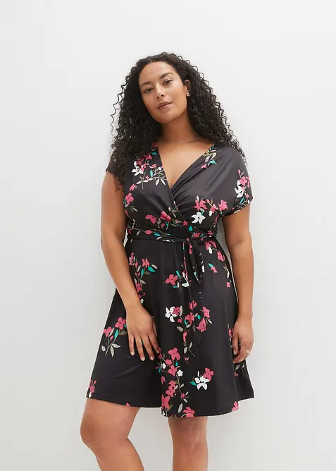 Abito in jersey con effetto a portafoglio, bonprix