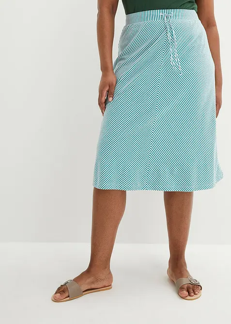 Gonna in jersey a righe, lunghezza sotto il ginocchio, bonprix
