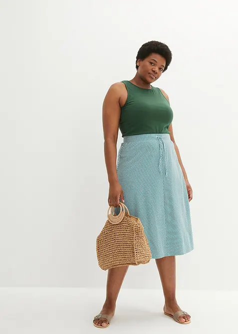 Gonna in jersey a righe, lunghezza sotto il ginocchio, bonprix