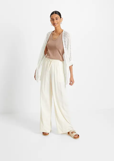 Cardigan lungo con motivo traforato, bonprix