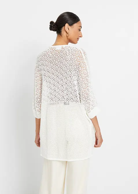 Cardigan lungo con motivo traforato, bonprix