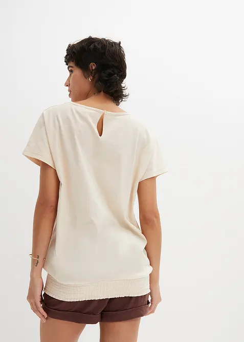 Maglia in filato fiammato di cotone biologico con fascia smock, bonprix