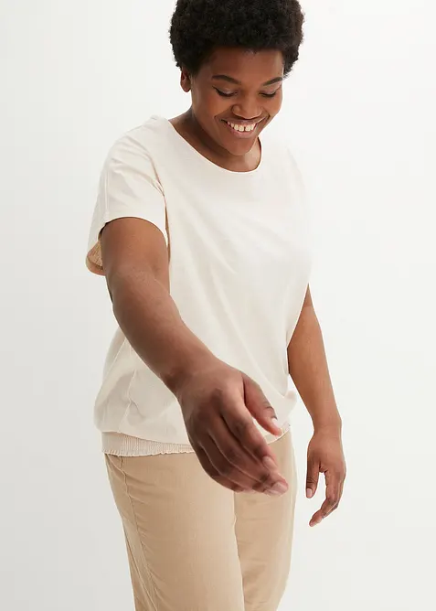 Maglia in filato fiammato di cotone biologico con fascia smock, bonprix