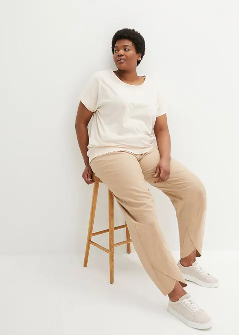 Maglia in filato fiammato di cotone biologico con fascia smock, bonprix