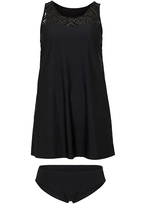 Tankini lungo con pizzo ad asciugatura rapida (set 2 pezzi), bonprix