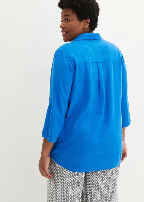 Blusa in misto lino con maniche a 3/4, bonprix