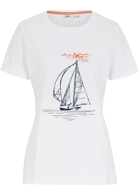 T-shirt in cotone con stampa e spacchi, bonprix