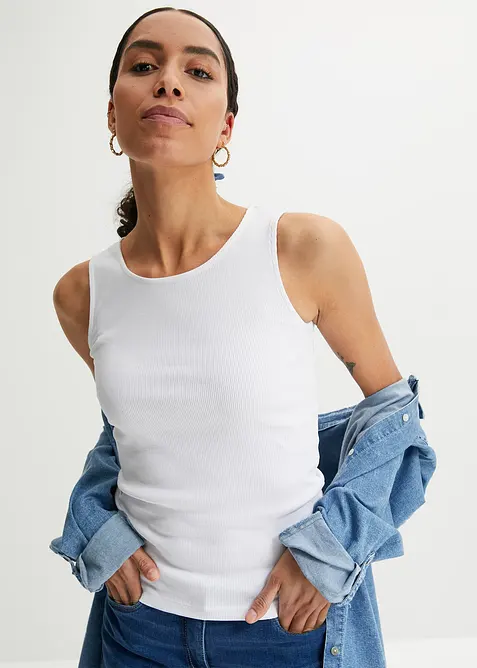 Top a costine in puro cotone biologico (pacco da 2), bonprix