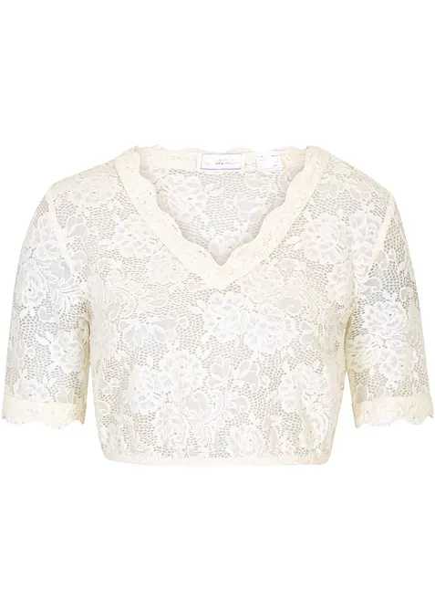 Camicetta bavarese in pizzo con bottone, bonprix