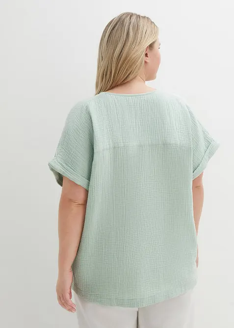 Blusa a maniche corte in mussola, bonprix