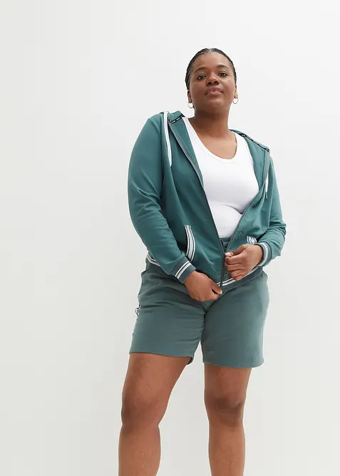 Felpa con zip e cappuccio in puro cotone biologico, bonprix