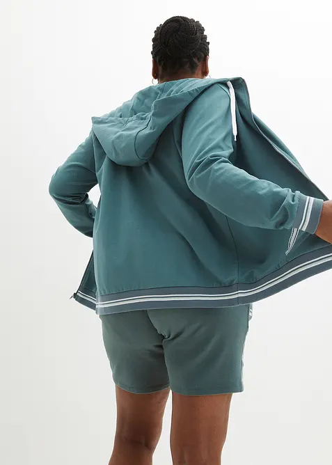 Felpa con zip e cappuccio in puro cotone biologico, bonprix