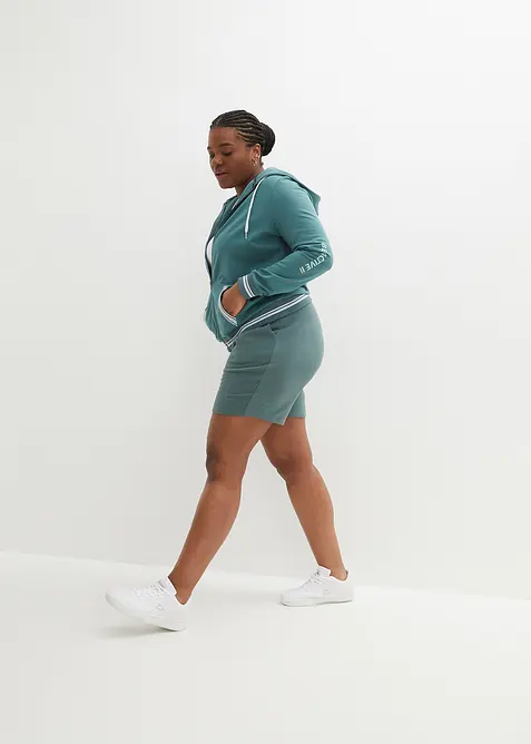 Felpa con zip e cappuccio in puro cotone biologico, bonprix