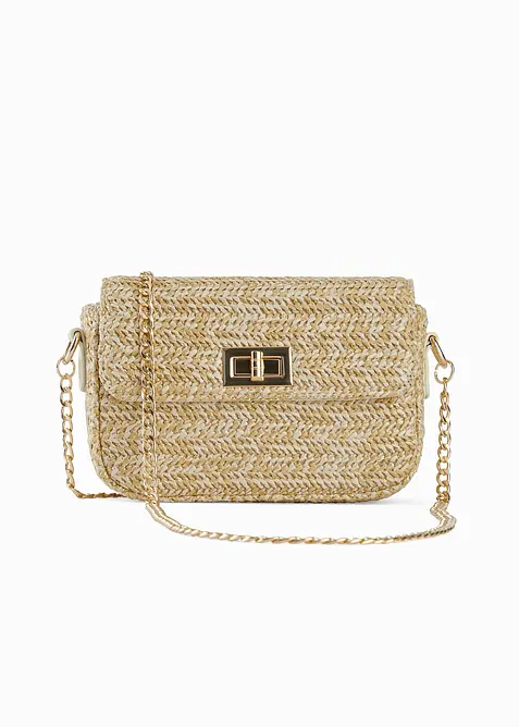 Borsa a tracolla effetto paglia con filato glitterato, bonprix