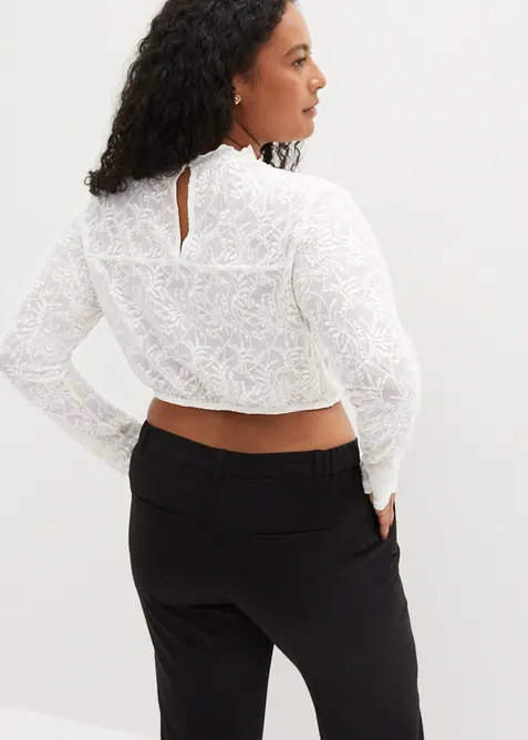 Camicetta bavarese in pizzo a maniche lunghe, bonprix