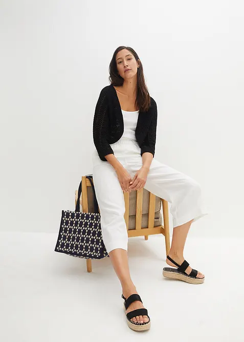 Bolero a mezza manica con effetto uncinetto, bonprix