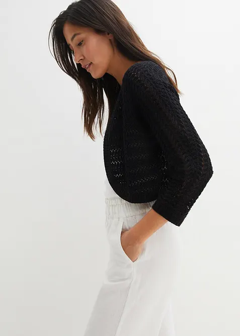 Bolero a mezza manica con effetto uncinetto, bonprix