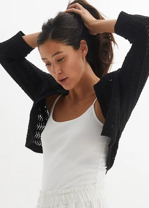 Bolero a mezza manica con effetto uncinetto, bonprix