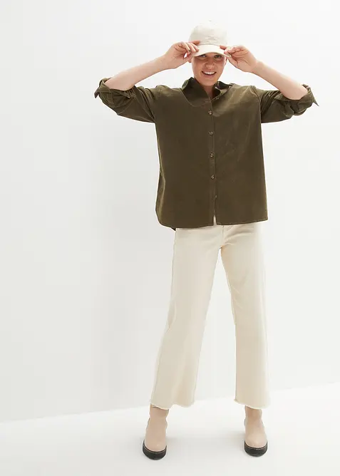 Camicia in velluto con spacchi laterali, bonprix