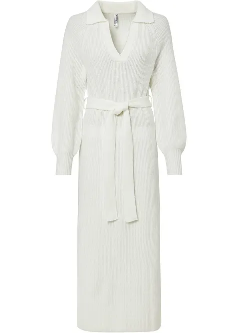 Abito in maglia lungo con cintura (set 2 pezzi), bonprix