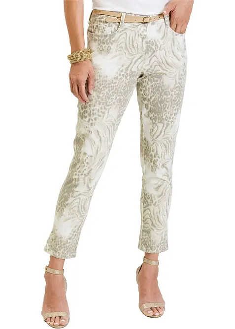 Pantaloni cropped elasticizzati a fantasia, bonprix