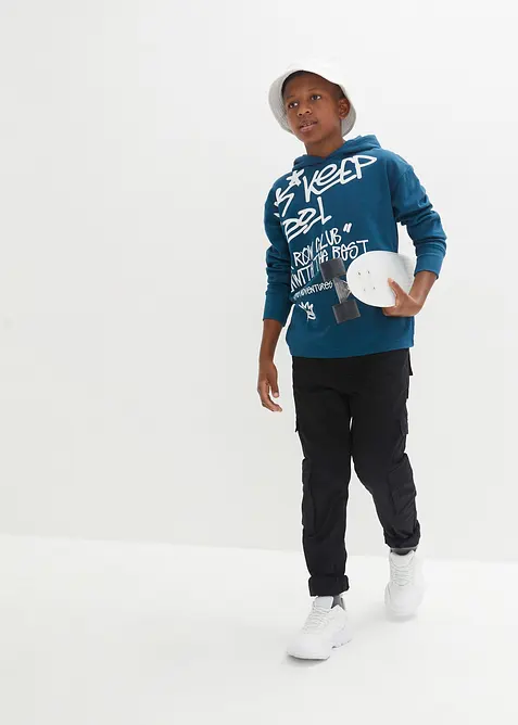 Felpa con cappuccio in puro cotone biologico con stampa graffiti, bonprix