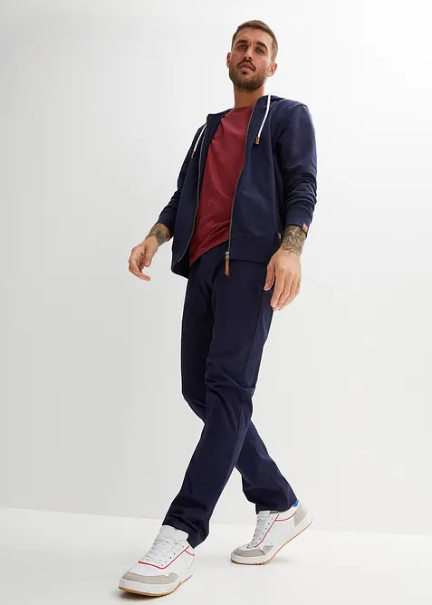 Felpa con zip, cappuccio e dettagli in similpelle, bonprix