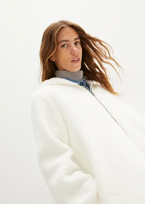 Giacca in pile teddy con spacchi laterali, bonprix