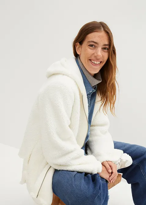 Giacca in pile teddy con spacchi laterali, bonprix