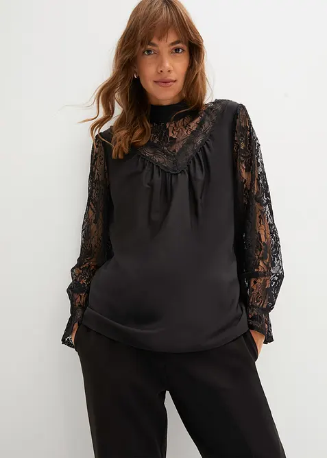 Blusa con pizzo, bonprix