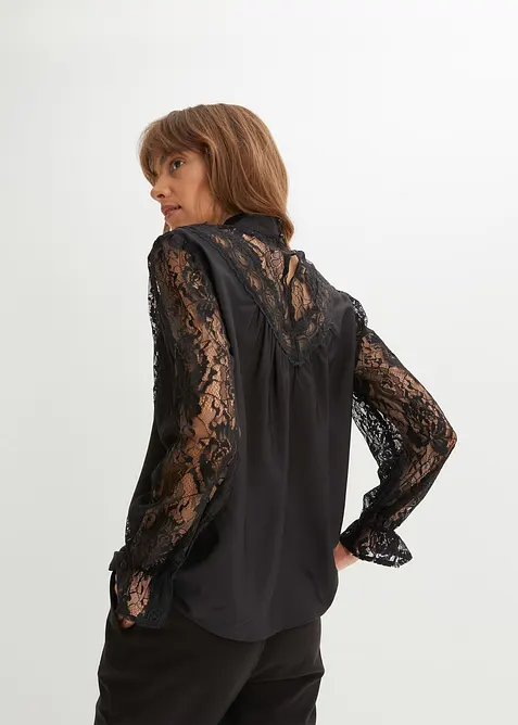Blusa con pizzo, bonprix