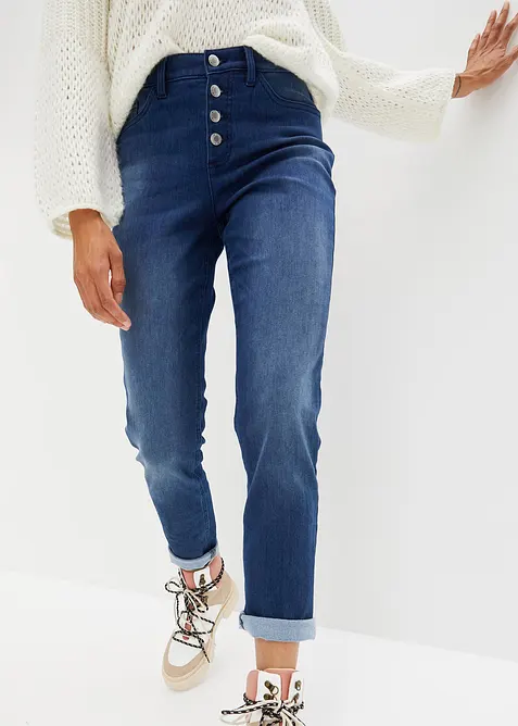 Jeans termici boyfriend con interno morbido, vita media, bonprix